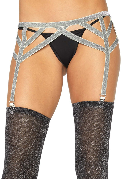 LegAvenueLurexelasticgarterbeltSilver