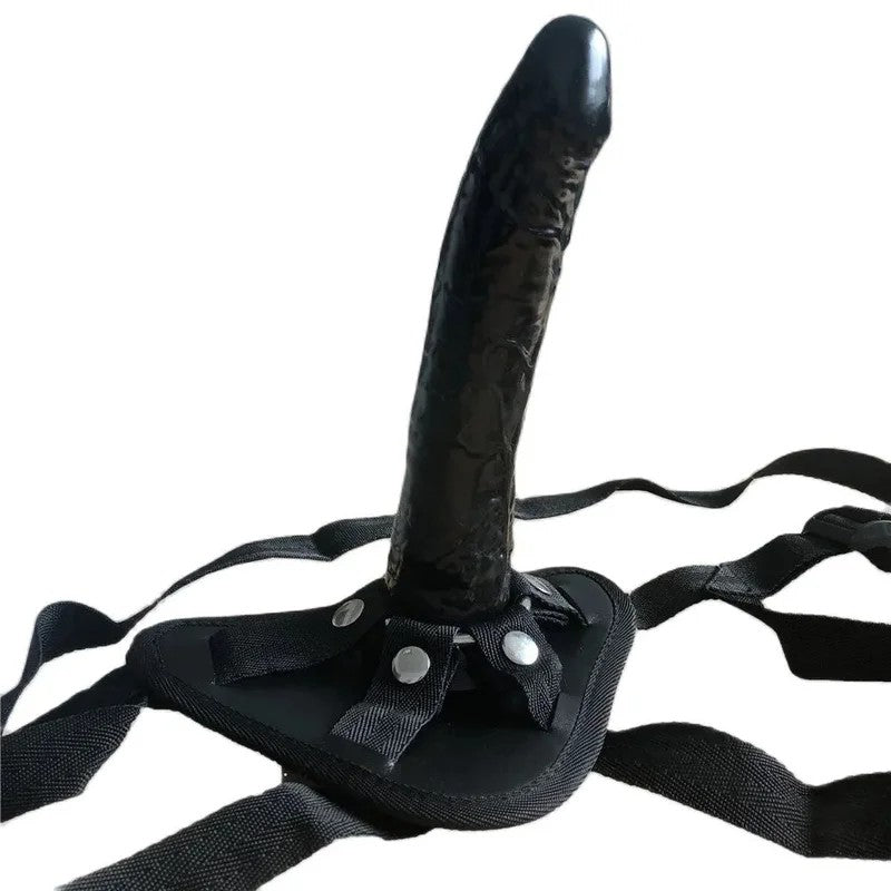 Lesben-Umschnalldildo–RealistischerschwarzerDildo,trägerloseStrapon-Hose,SexspielzeugfürPaare