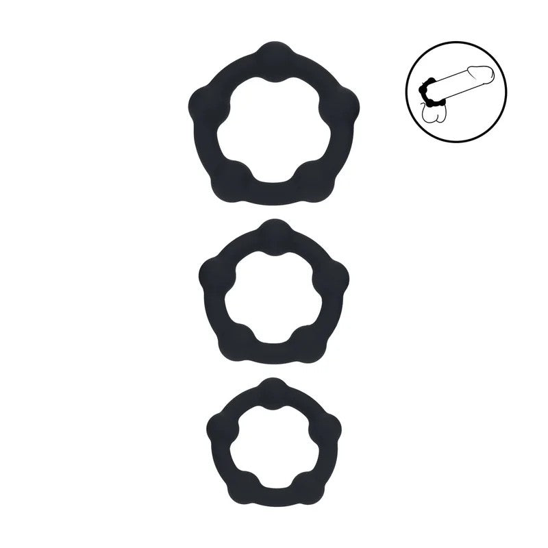 Levelz–PerlenSilikonPenisringSetS/M/Lschwarz