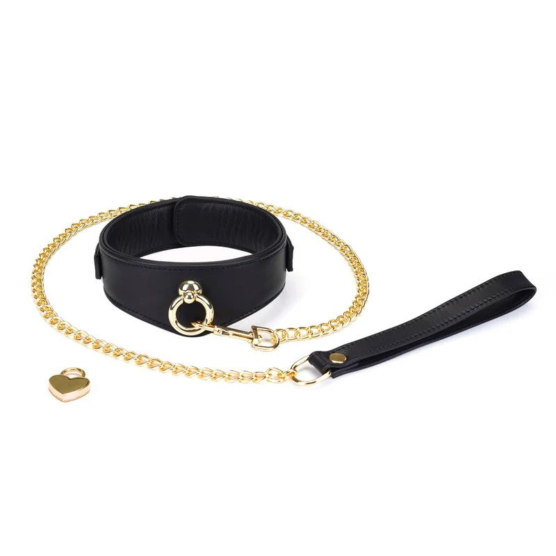 LiebeSeeleDarkSecret–EchtlederDeluxeCurvedCollarmitLeine