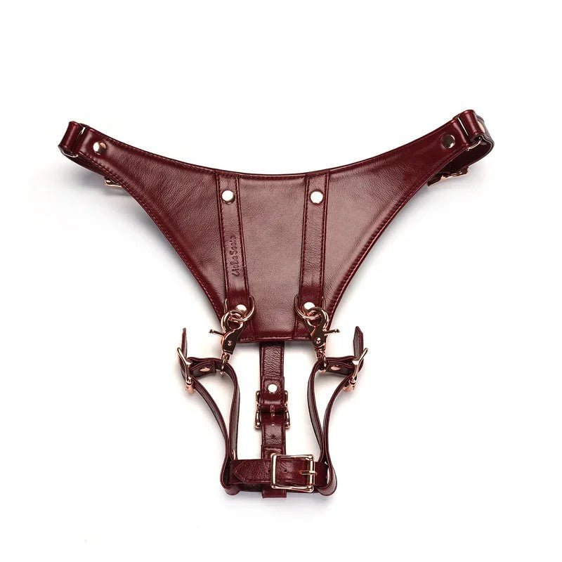 LiebeSeeleWineRed–StrapOnForcedOrgasmHarnessBelt