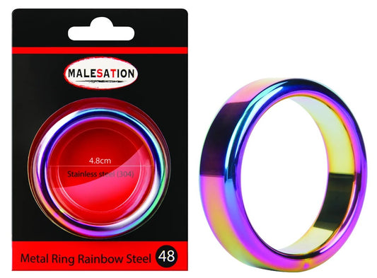 MALESATIONMetalRingRainbowSteel48