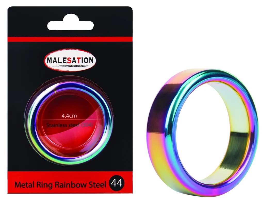 MALESATIONMetalRingRainbowSteel44