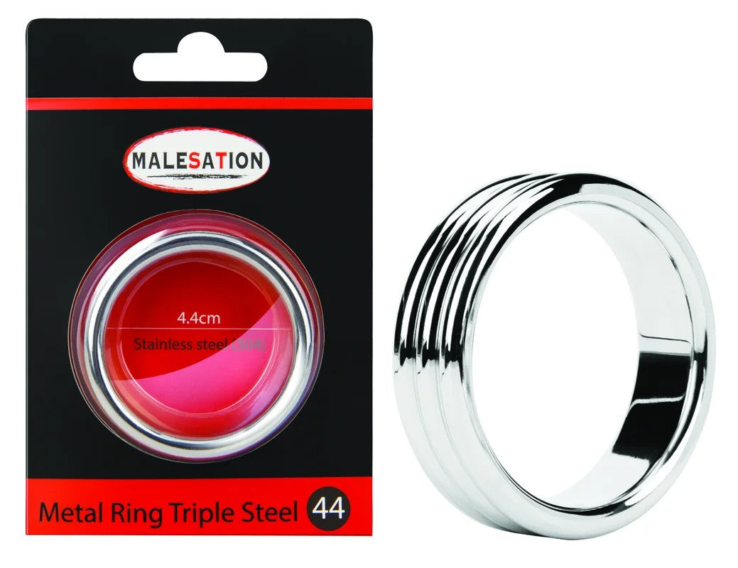MALESATIONMetalRingTripleSteel44