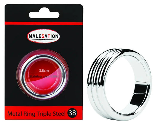 MALESATIONMetalRingTripleSteel38