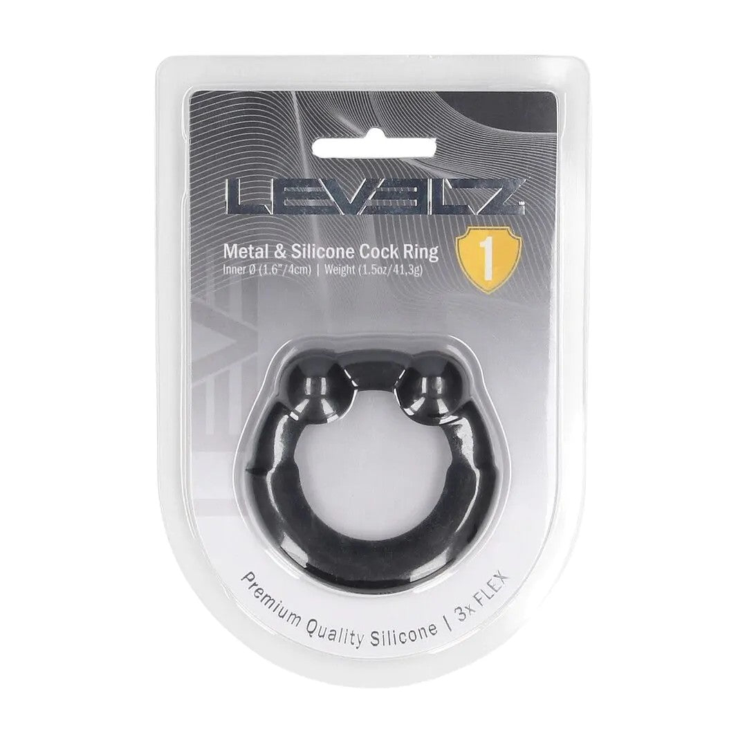 MetalandSiliconeCockring–Black