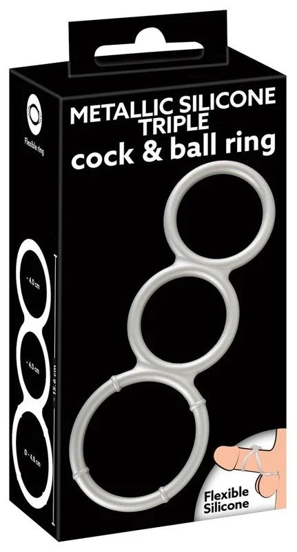 MetallicSiliconeTriplecockandballring