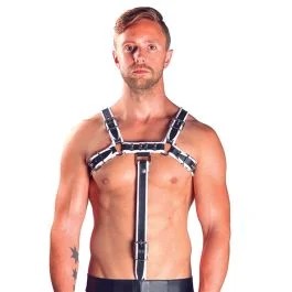 MisterBLeatherChestHarnessExtensionStrapweiß