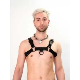 MisterBLeatherChestHarnessSaddleLeatherAllBlack
