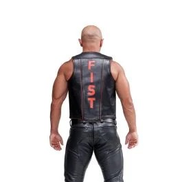 MisterBLeatherMuscleVestFistBlack-Red