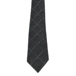 MisterBLeatherPaddedTieBlack–GreyStitching