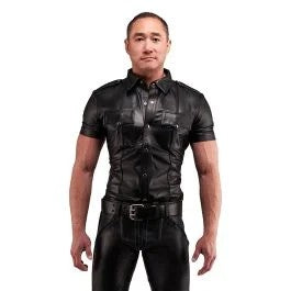 MisterBPolizeihemdLederkurzarmmitblauemKeder