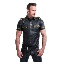 MisterBPolizeihemdLederkurzarmmitgelbemKeder