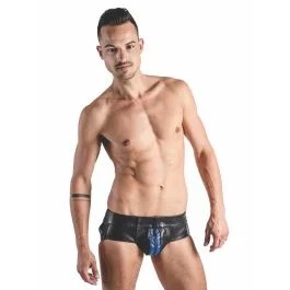 MisterBPowerjockLederschwarzmitblauenStreifen