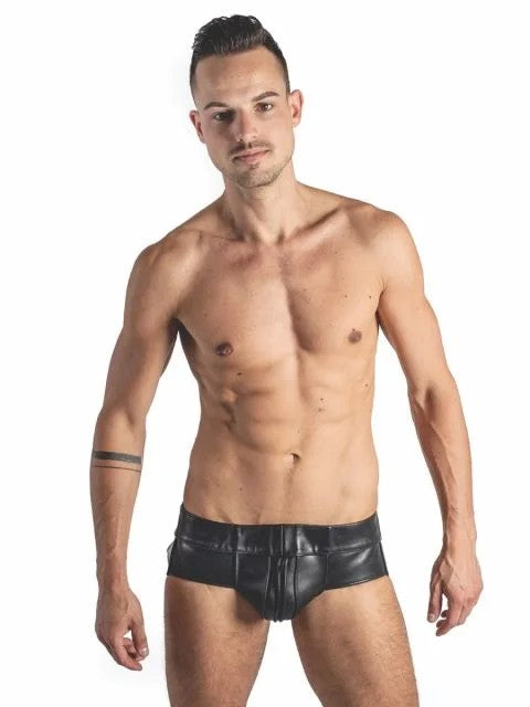 MisterBPowerjockLederschwarzmitStreifen