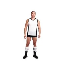 MisterBURBANMeshSleevelessShirtBlackWhite