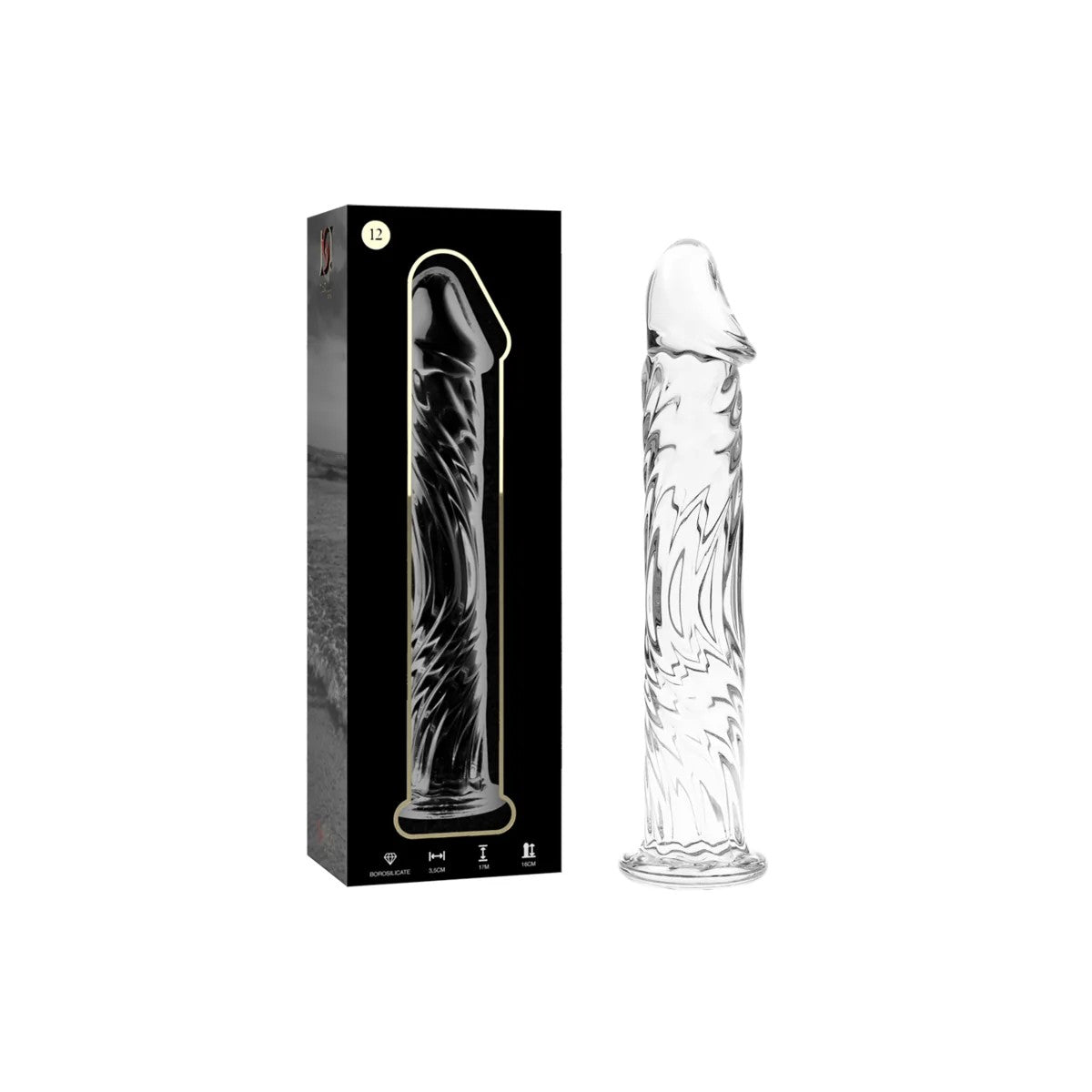 MODELL12DILDOBOROSILIKATGLASKLAR17CM-O-3.5CMVONNEBULASERIESBYIBIZA