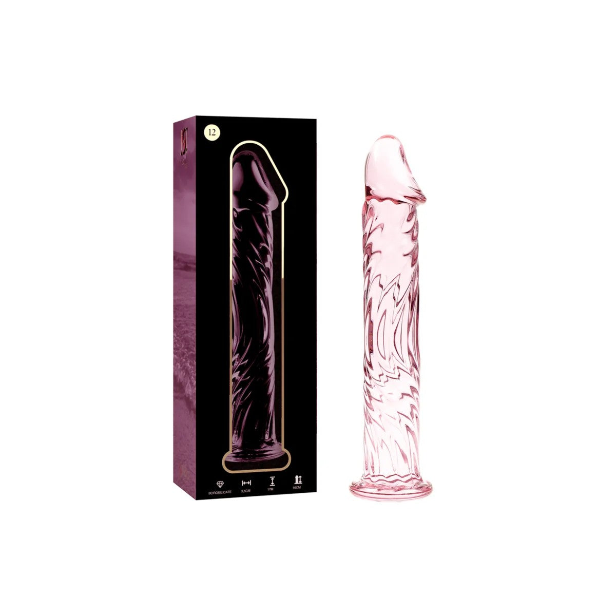 MODELL12DILDOBOROSILIKATGLASROSA17CM-O-3.5CMVONNEBULASERIESBYIBIZA