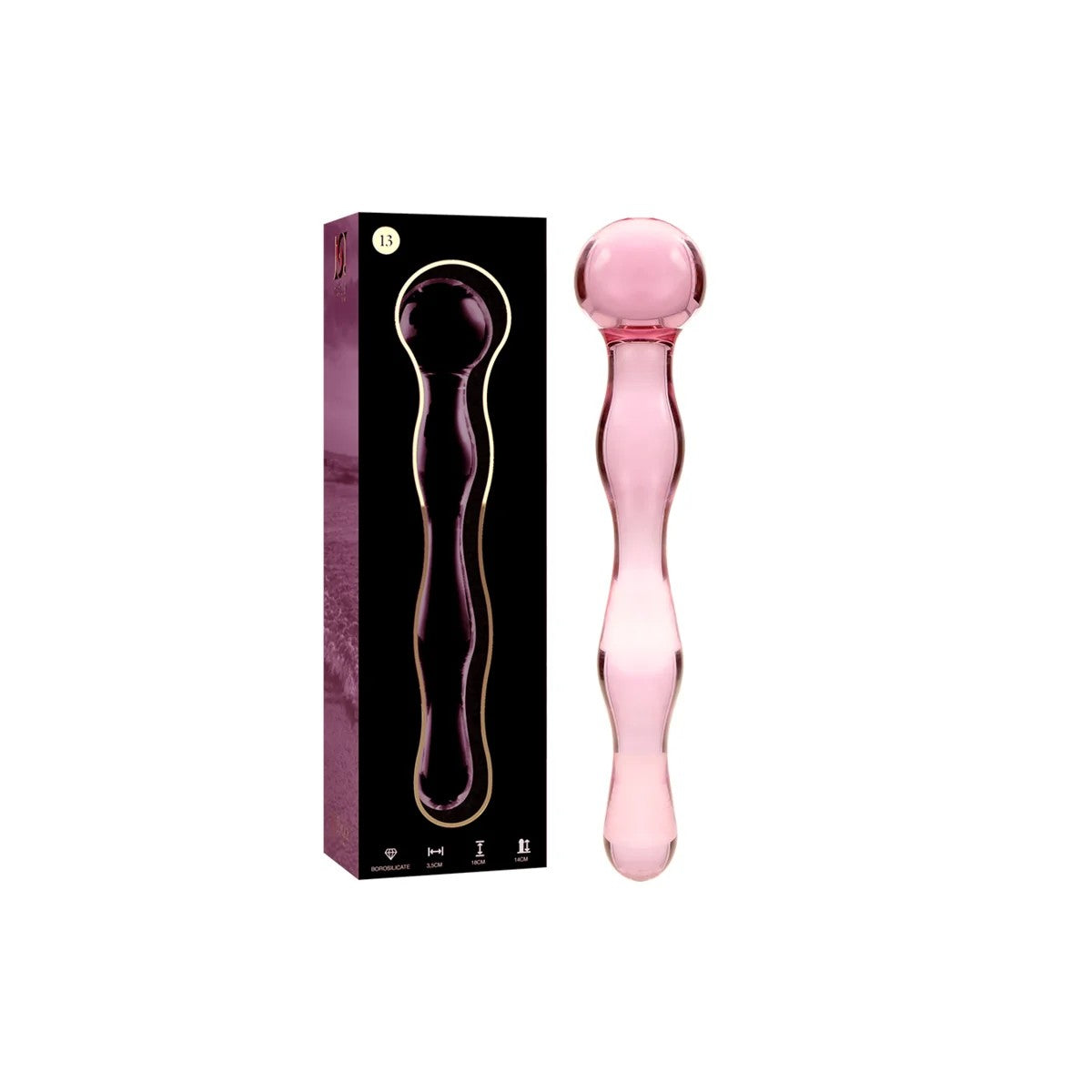 MODELL13DILDOBOROSILIKATGLASROSA18CM-O-3.5CMVONNEBULASERIESBYIBIZA