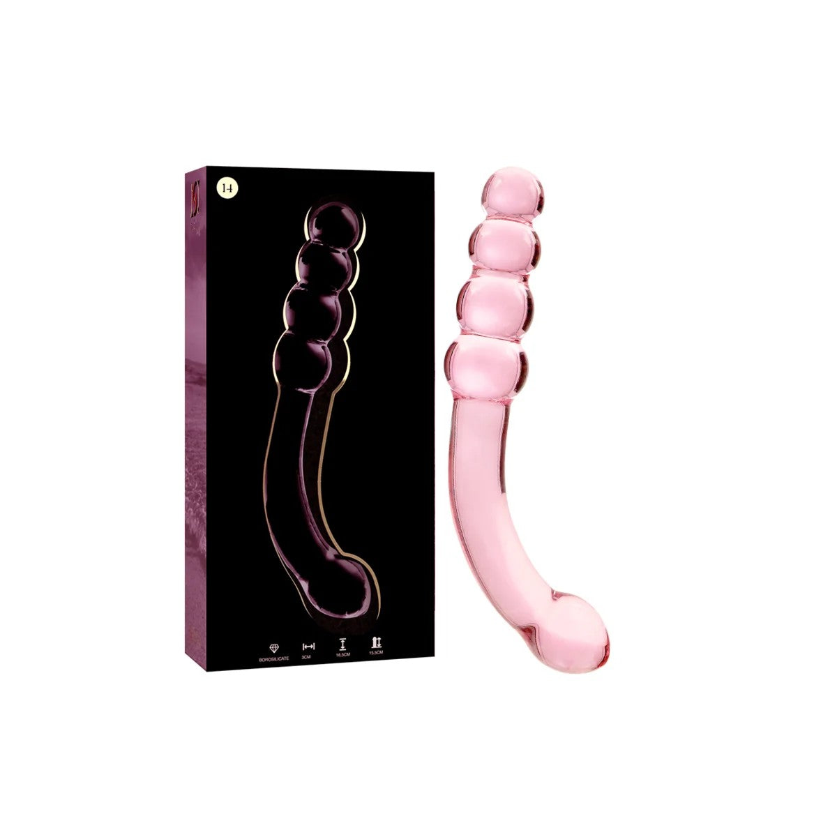 MODELL14DILDOBOROSILIKATGLASROSA18.5CM-O-3CMVONNEBULASERIESBYIBIZA