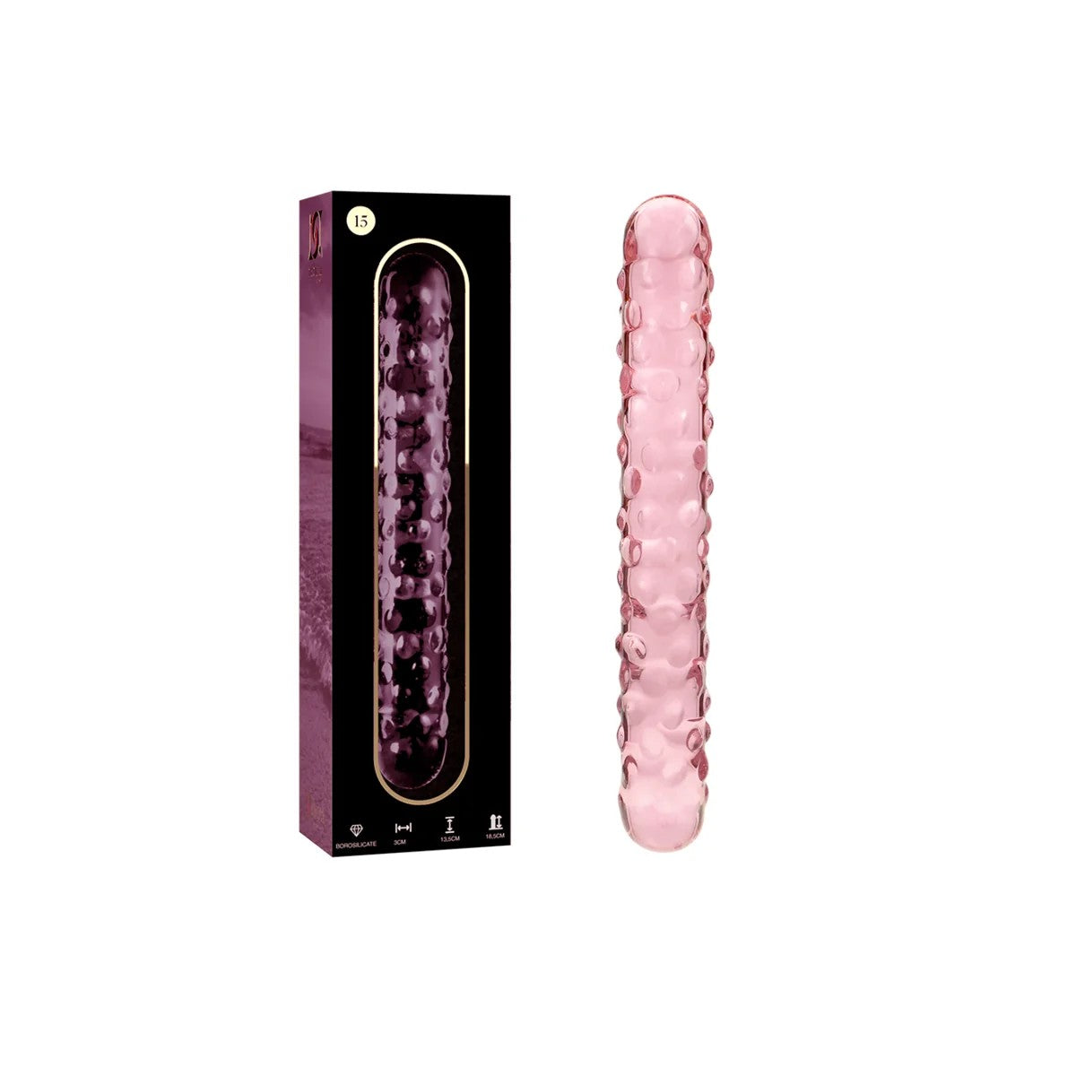 MODELL15DILDOBOROSILIKATGLASROSA18.5CM-O-3CMVONNEBULASERIESBYIBIZA