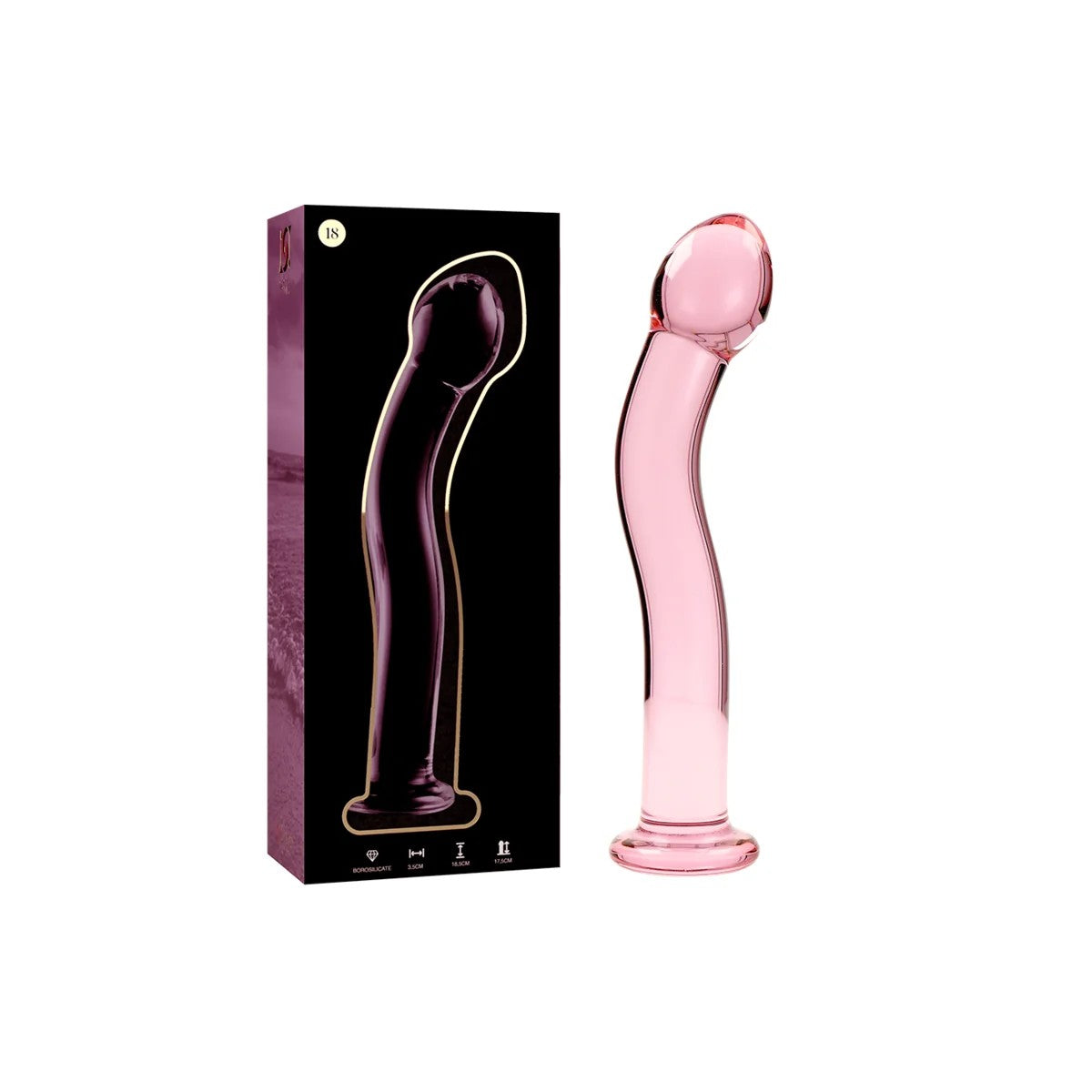 MODELL18DILDOBOROSILIKATGLASROSA18.5CM-O-3.5CMVONNEBULASERIESBYIBIZA