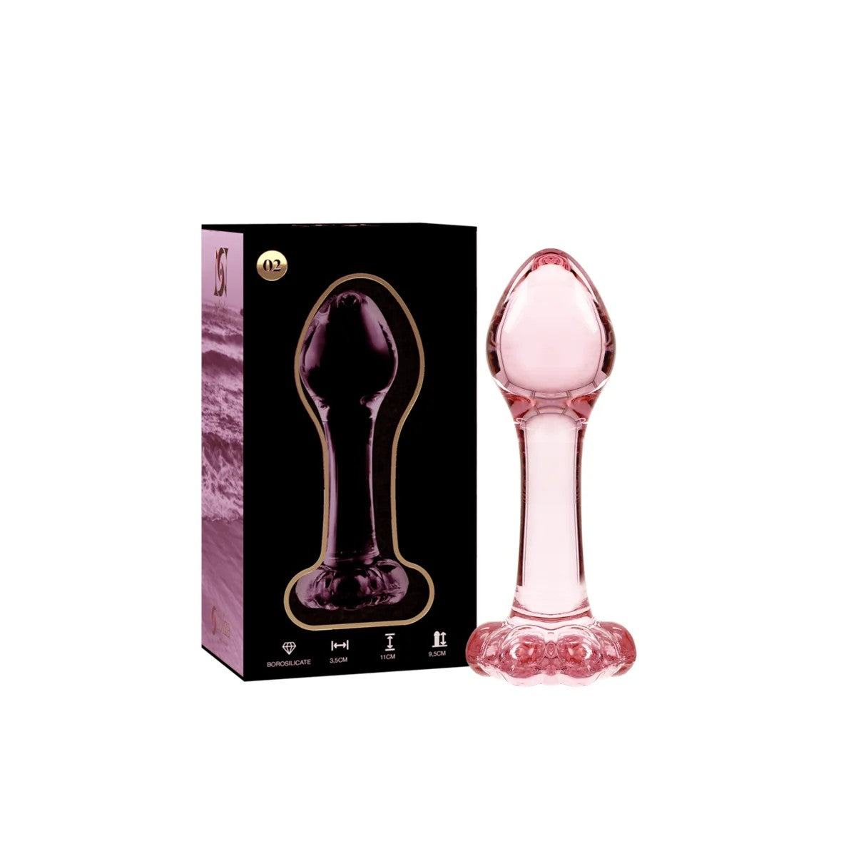 MODELL2ANALPLUGBOROSILIKATGLASROSA11CM-O-3.5CMVONNEBULASERIESBYIBIZA