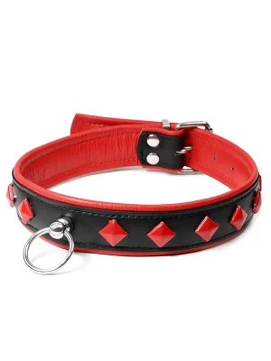 NietenhalsbandmitRing–Rot
