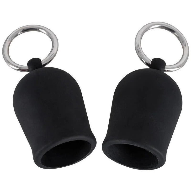 Nippelsauger-Set„BlackVelvet“ausSilikon–Metallringe(schwarz/silber)