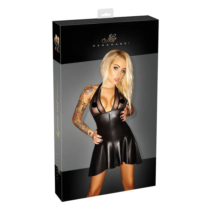 Noir–PlisseekleidmittransparentemBrustteilundHalsband(schwarz)–M