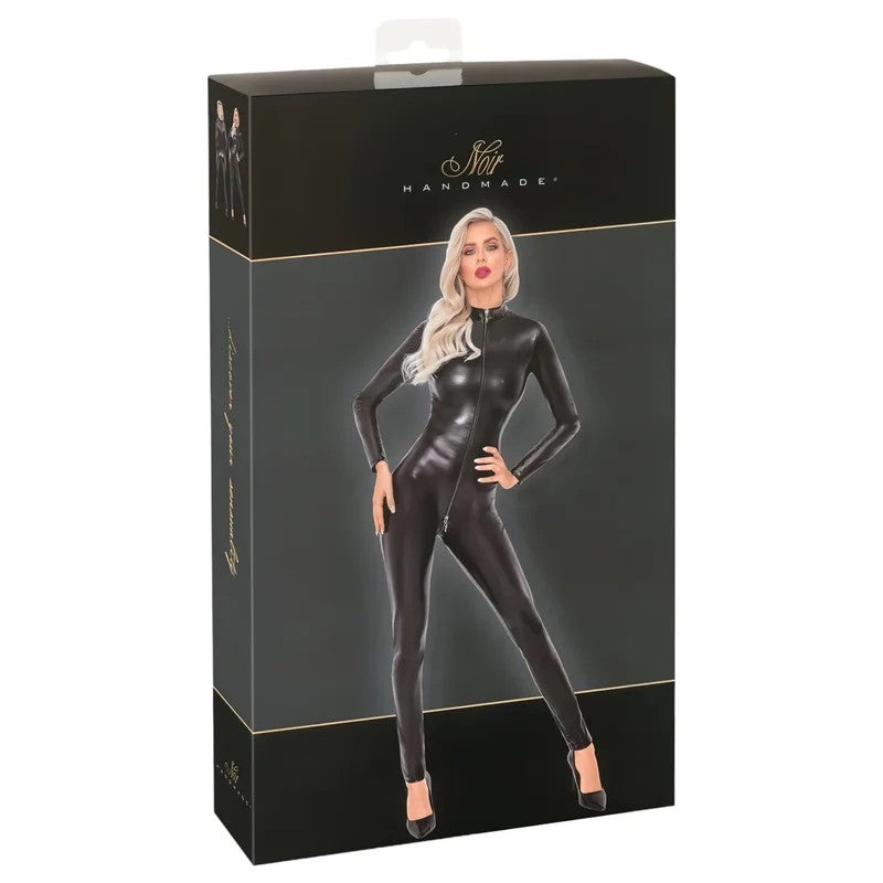 Noir–Schlangenhaut-Look,langerOverall(schwarz)–XL