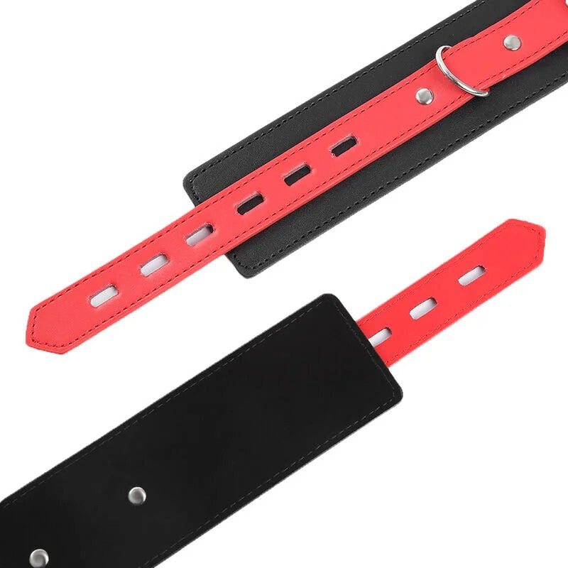 OHMAMAHandschellenmitSchlossschnalleSchwarzRot
