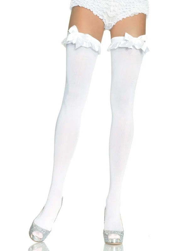 OpaqueThighHighsWithBowWhiteOS