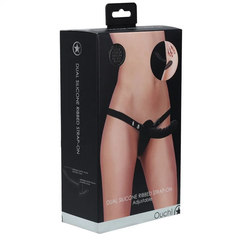 Ouch!–DualSiliconeRibbedStrap-On