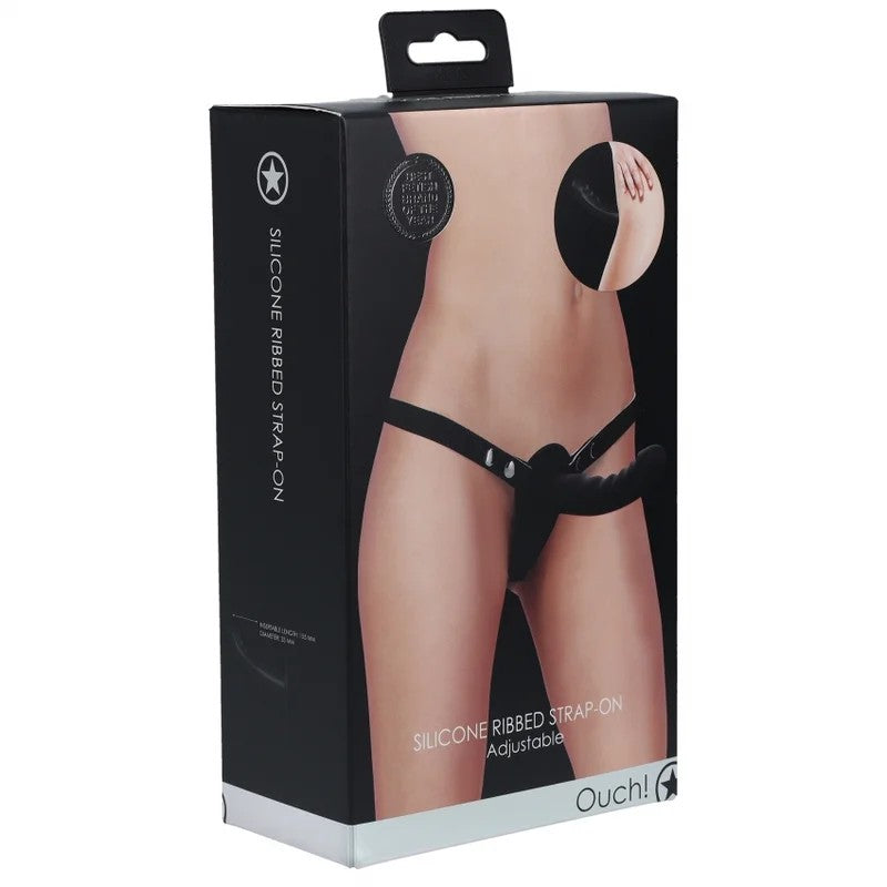 Ouch!–SiliconeRibbedStrap-On