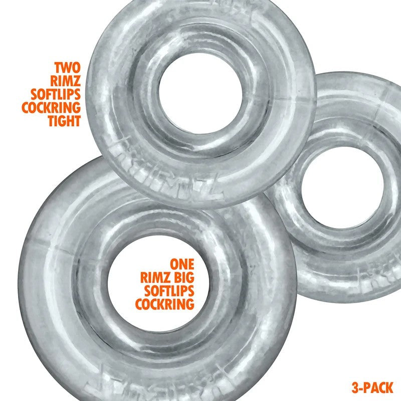 OxballsRIMRINGZMultiSize3-PackCockringsClear