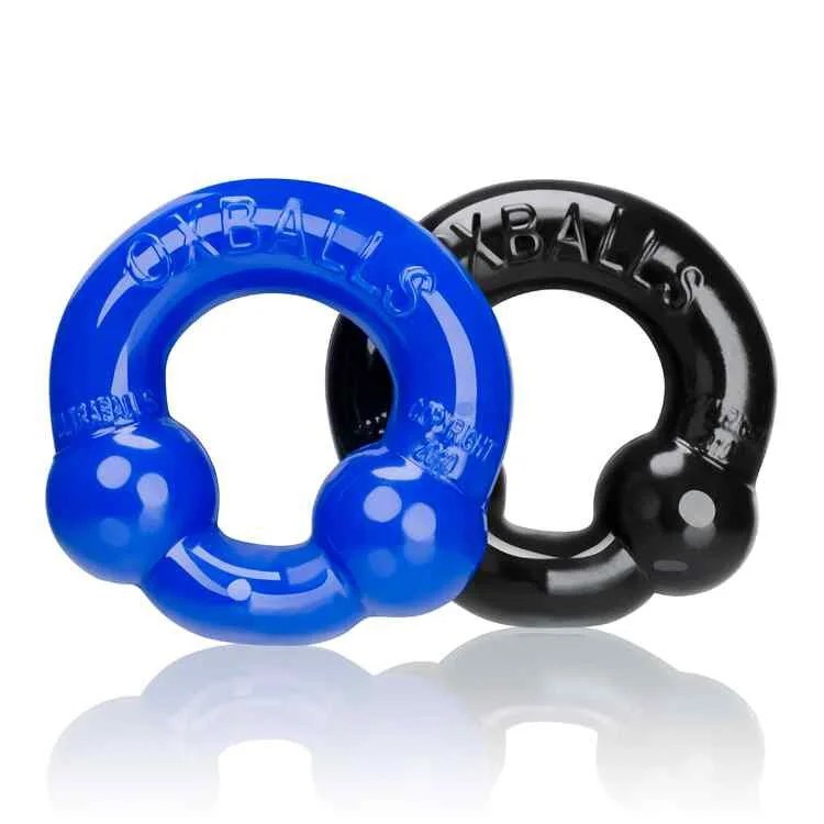 OxballsULTRABALLSCockring2-PackBlack+PoliceBlue