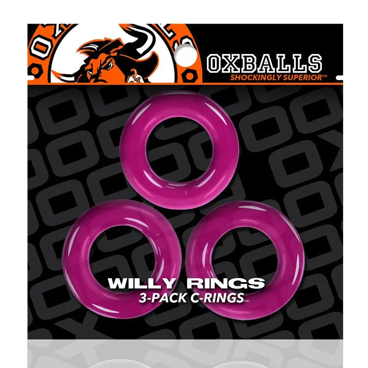 OxballsWillyRings3erSetPenisringeHotPink