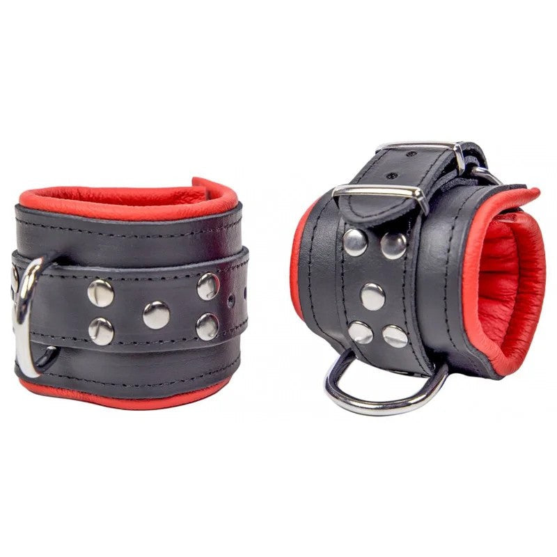 PaddedLeatherWristCuffsBlack-Red