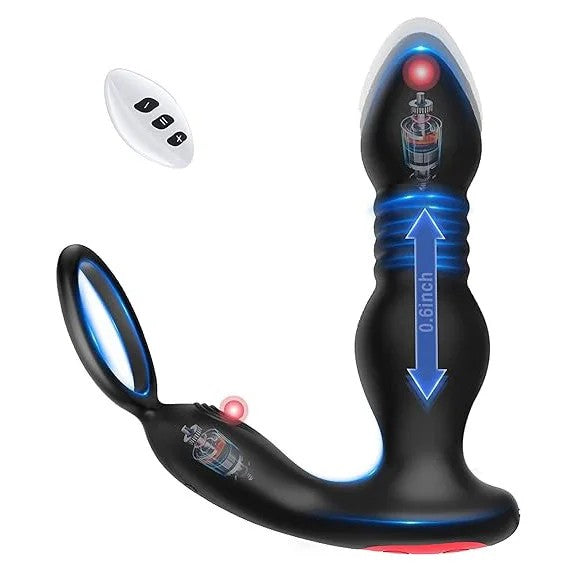 PaloquethAnalLockProstateStimulatorDualMotorwithThrusts&Vibrations&RemoteControlBlack