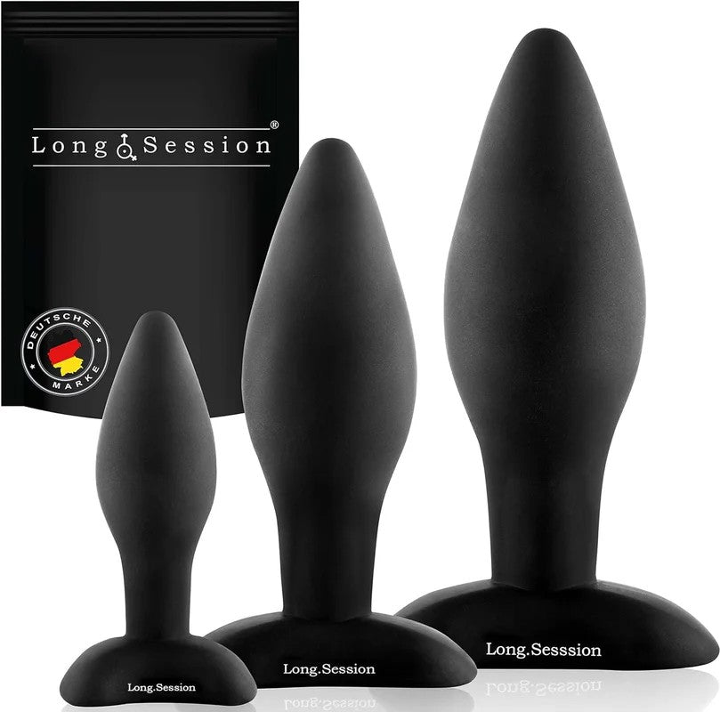 PaloquethLong.SessionAnalplugSetfromSkin-FriendlySiliconeBlack3pack