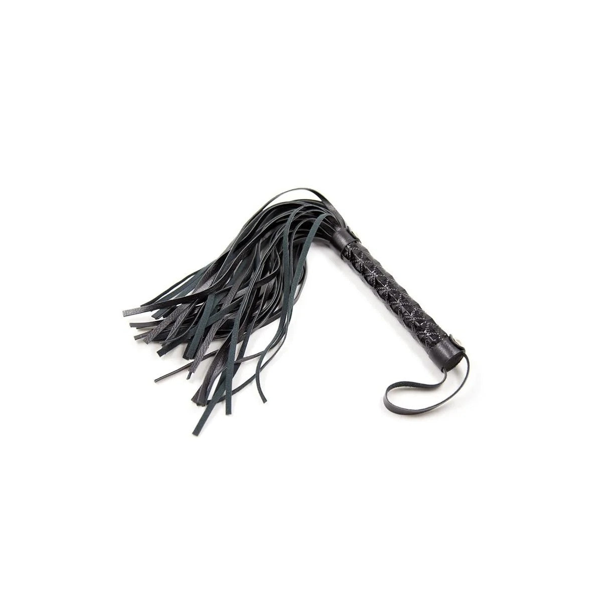 PEITSCHEMITRAUTENMUSTERUNDMETALLBESCHLÄGEN,39CM,SCHWARZVONLATETOBEDBDSMLINE