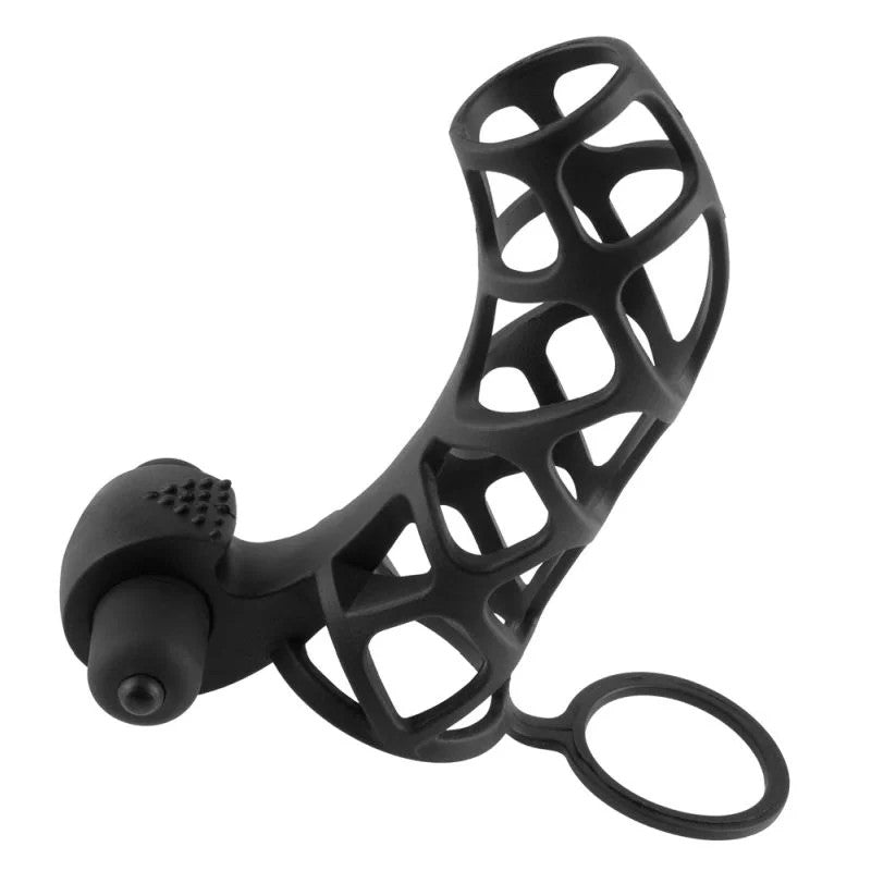 Penismanschette„ExtremeSiliconePowerCage“,mitVibration,13,7cm