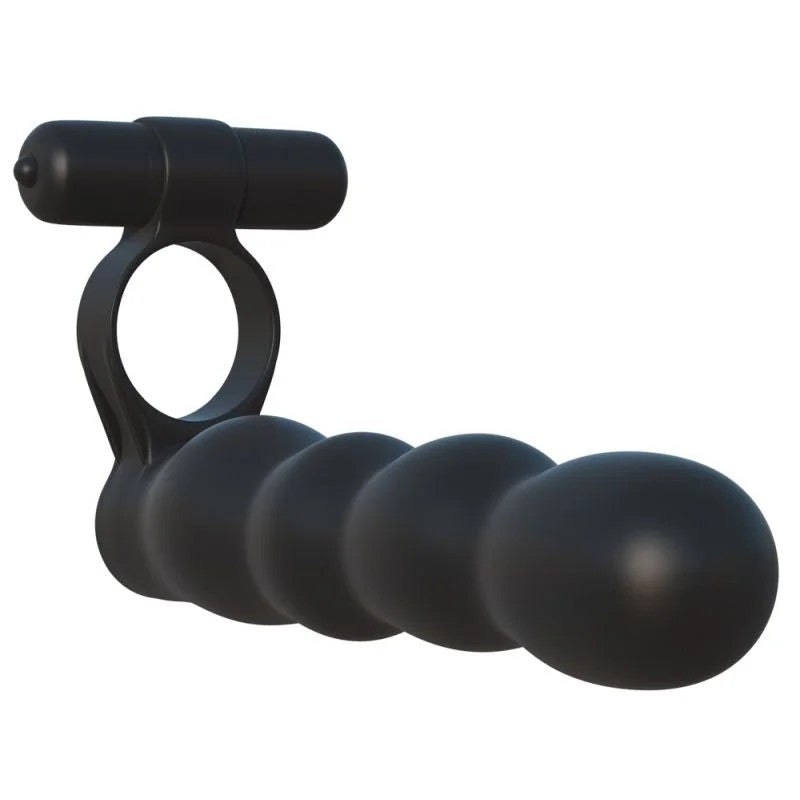 Penisring„PosablePartnerDoublePenetrator“,mitVibrationundAnaldildo,12,7cm