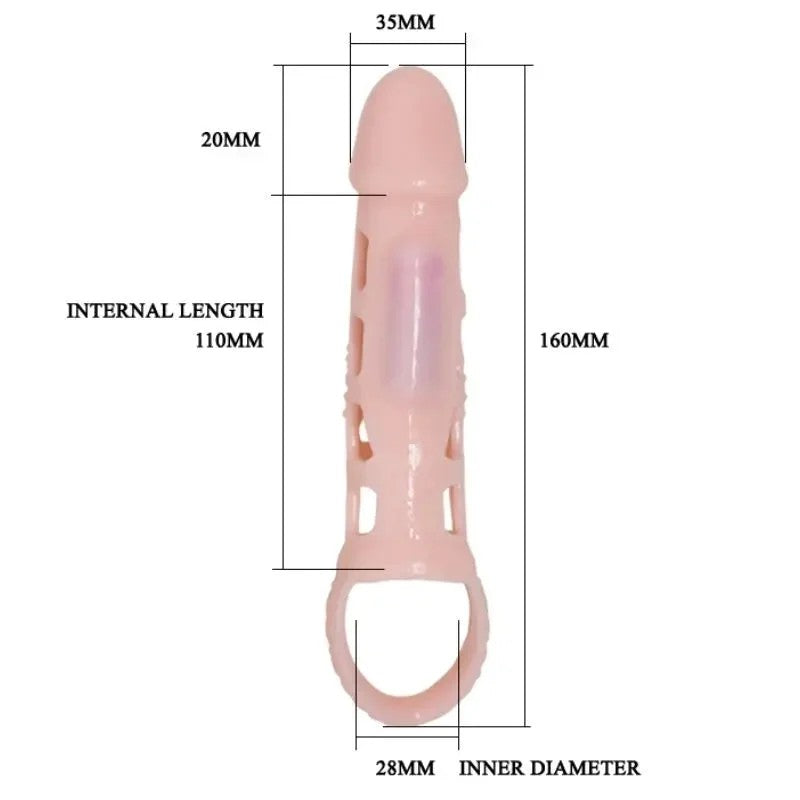 PRETTYLOVE–HARRISONPENISEXTENDERCOVERMITVIBRATIONUNDRIEMEN13.5CM