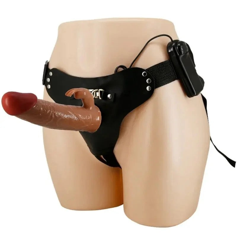 PRETTYLOVE–MARIONHARNESSUNIVERSALSLIPMITVIBRATIONSDILDO19CMBRAUN
