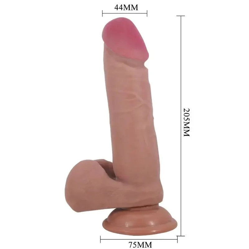 PRETTYLOVE–REALISTISCHERDILDODERSLIDINGSKIN-SERIEMITSLIDINGSKIN-SAUGNAPFBRAUN20,5CM