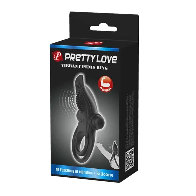 PrettyLoveVibrantPenisRingwithClitorisStimulationblack