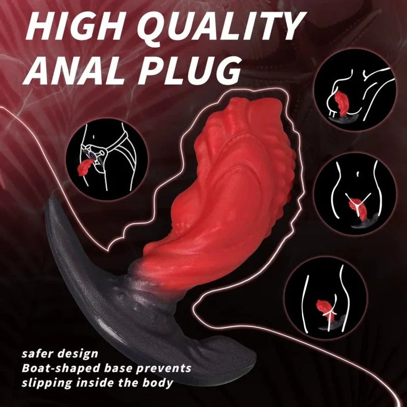 PurpurroterSilikon-ButtplugFantasyDragonDildo–StimulationstoolfürvaginaleundanaleErweiterung