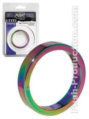 PushSteel–HighPolishedRainbowCockring–10mm